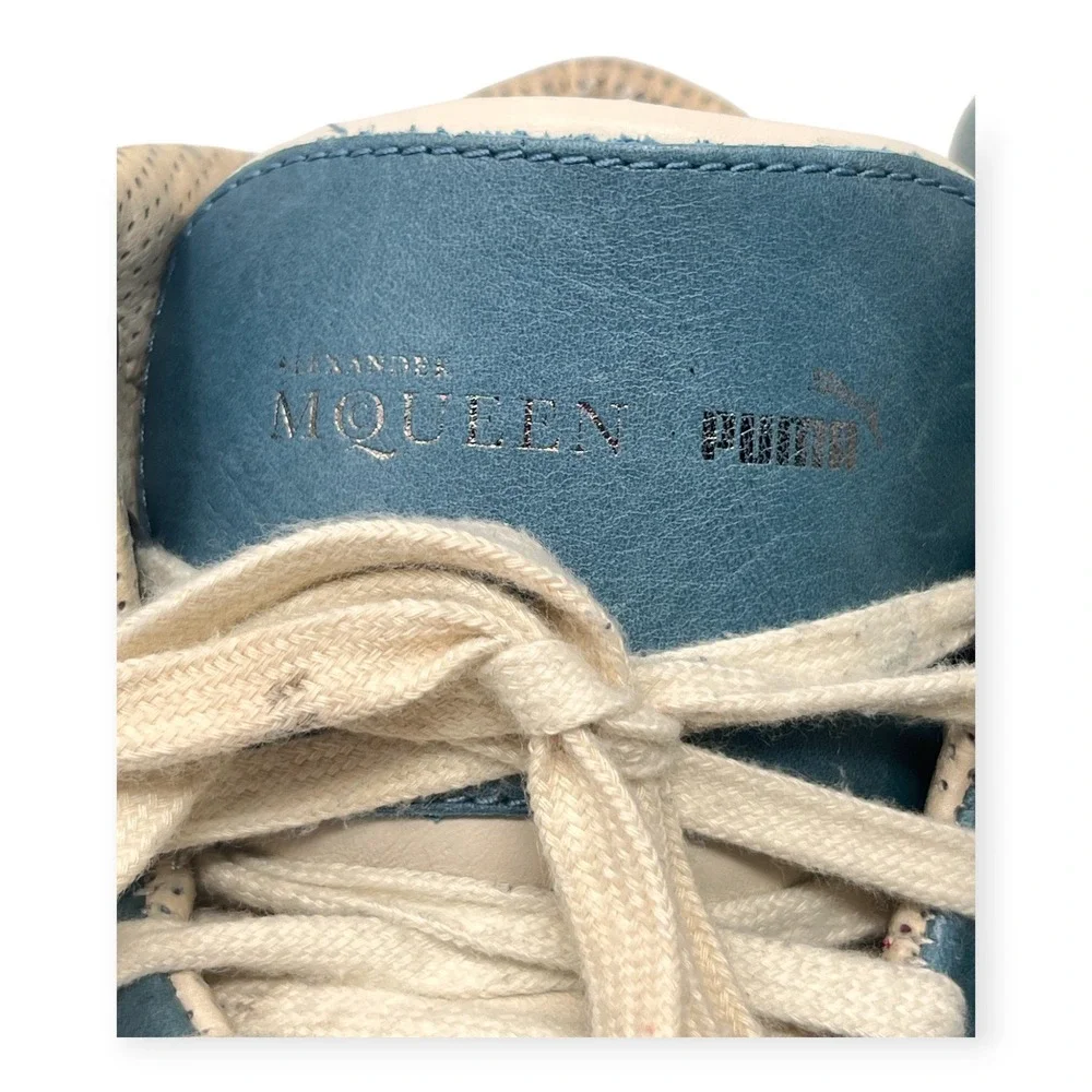 Alexander McQueen Puma Street Climb Men 10 High Top Sneakers 354430 Blue Leather - Picture 6 of 16